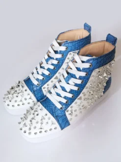 Chaussures de skate plates bleues pour hommes baskets montantes avec pointes chaussures de soirée décontractées pour bal de fin d'année