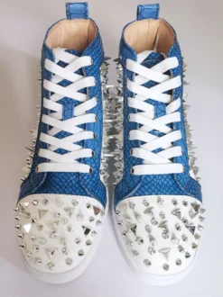 Chaussures de skate plates bleues pour hommes baskets montantes avec pointes chaussures de soirée décontractées pour bal de fin d'année