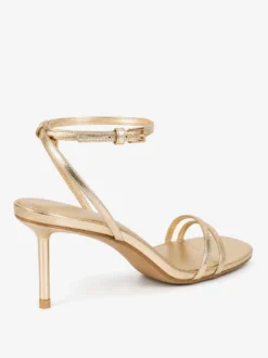 Chaussures de soirée dorées à bout ouvert et à talons hauts avec bride à la cheville chaussures de bal de fin d'année