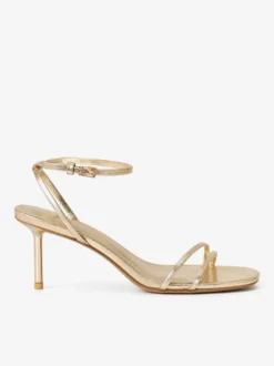 Chaussures de soirée dorées à bout ouvert et à talons hauts avec bride à la cheville chaussures de bal de fin d'année