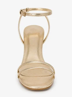 Chaussures de soirée dorées à bout ouvert et à talons hauts avec bride à la cheville chaussures de bal de fin d'année