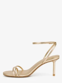 Chaussures de soirée dorées à bout ouvert et à talons hauts avec bride à la cheville chaussures de bal de fin d'année