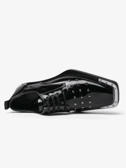 Chaussures de soirée noires pour hommes bout carré lacets et perles