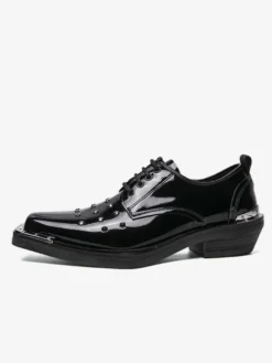 Chaussures de soirée noires pour hommes bout carré lacets et perles