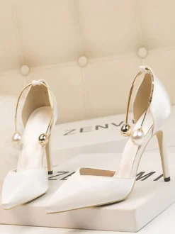Chaussures de soirée à talons hauts Olive Bout pointu Talon aiguille Chaussures de soirée Talons de cheville