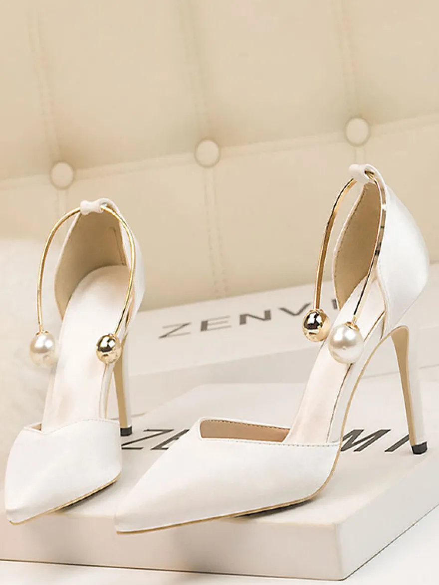 Chaussures de soirée à talons hauts Olive Bout pointu Talon aiguille Chaussures de soirée Talons de cheville