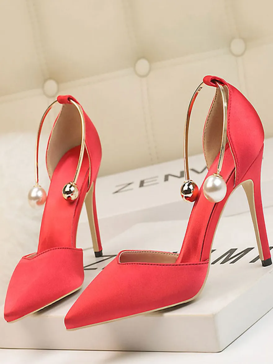 Chaussures de soirée à talons hauts Olive Bout pointu Talon aiguille Chaussures de soirée Talons de cheville