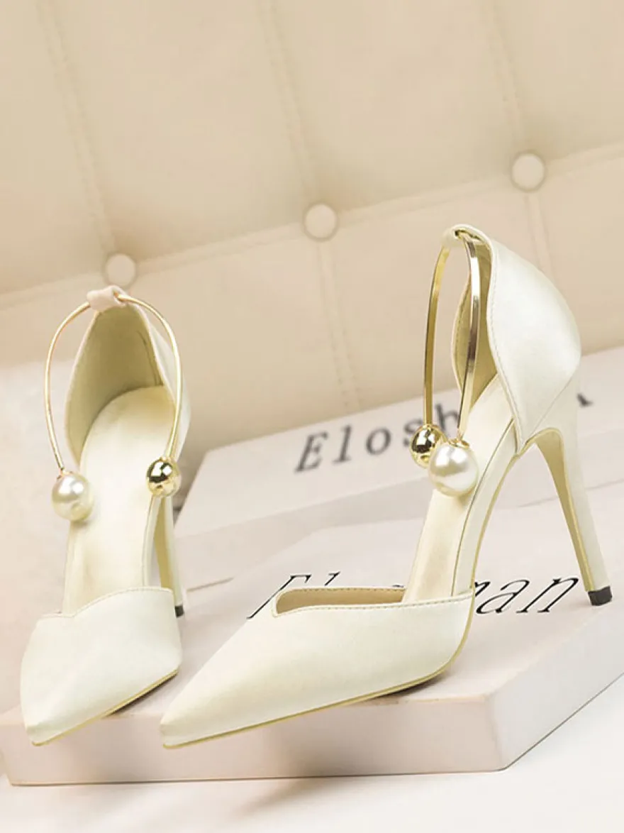 Chaussures de soirée à talons hauts Olive Bout pointu Talon aiguille Chaussures de soirée Talons de cheville