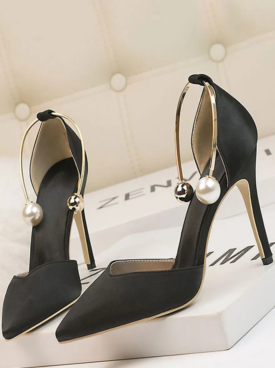 Chaussures de soirée à talons hauts Olive Bout pointu Talon aiguille Chaussures de soirée Talons de cheville
