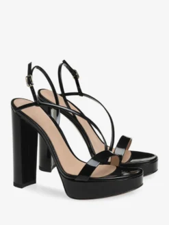 Chaussures de soirée à talons hauts et à lanières bout ouvert plateforme et talon épais