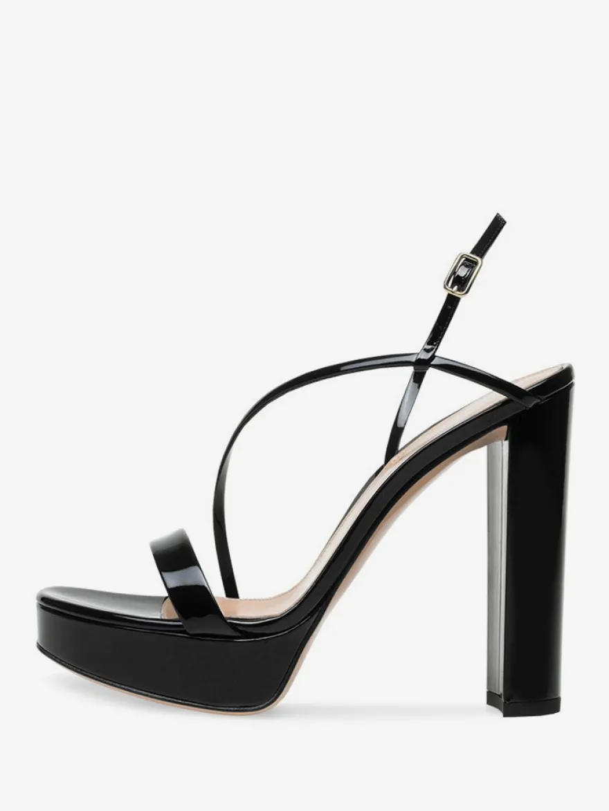 Chaussures de soirée à talons hauts et à lanières bout ouvert plateforme et talon épais