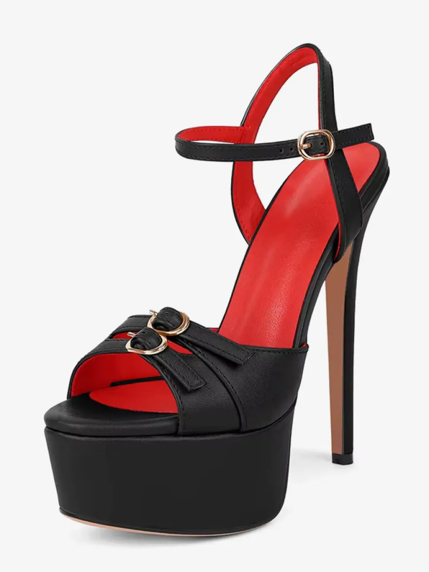 Chaussures de soirée à talons hauts Sadnals plateforme bout ouvert et boucle