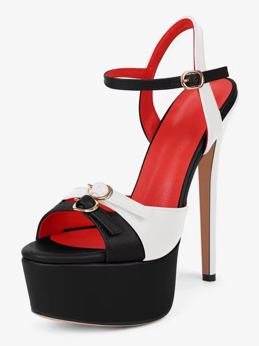 Chaussures de soirée à talons hauts Sadnals plateforme bout ouvert et boucle