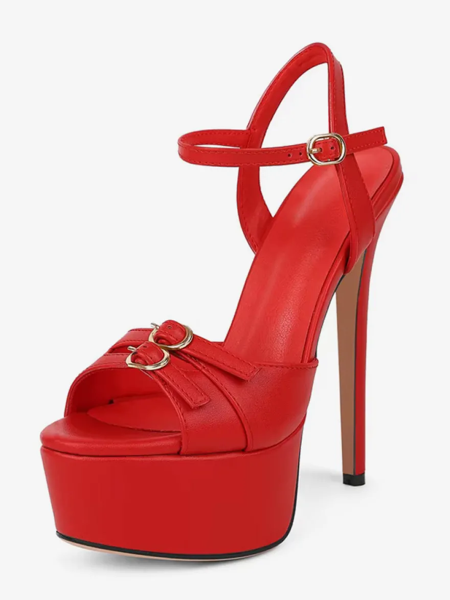 Chaussures de soirée à talons hauts Sadnals plateforme bout ouvert et boucle