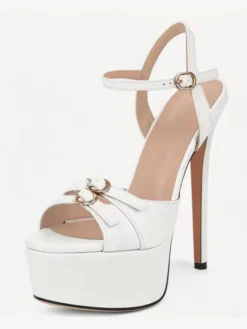 Chaussures de soirée à talons hauts Sadnals plateforme bout ouvert et boucle