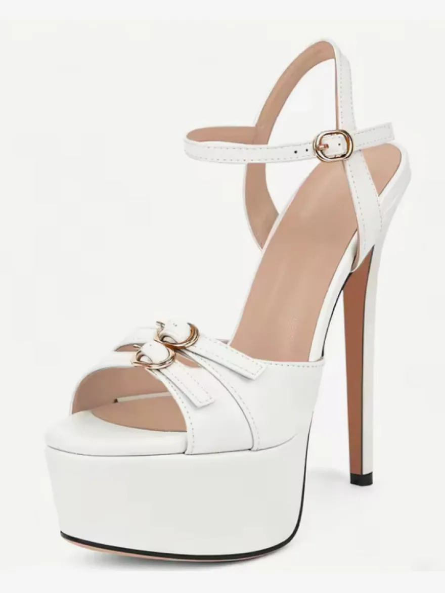 Chaussures de soirée à talons hauts Sadnals plateforme bout ouvert et boucle