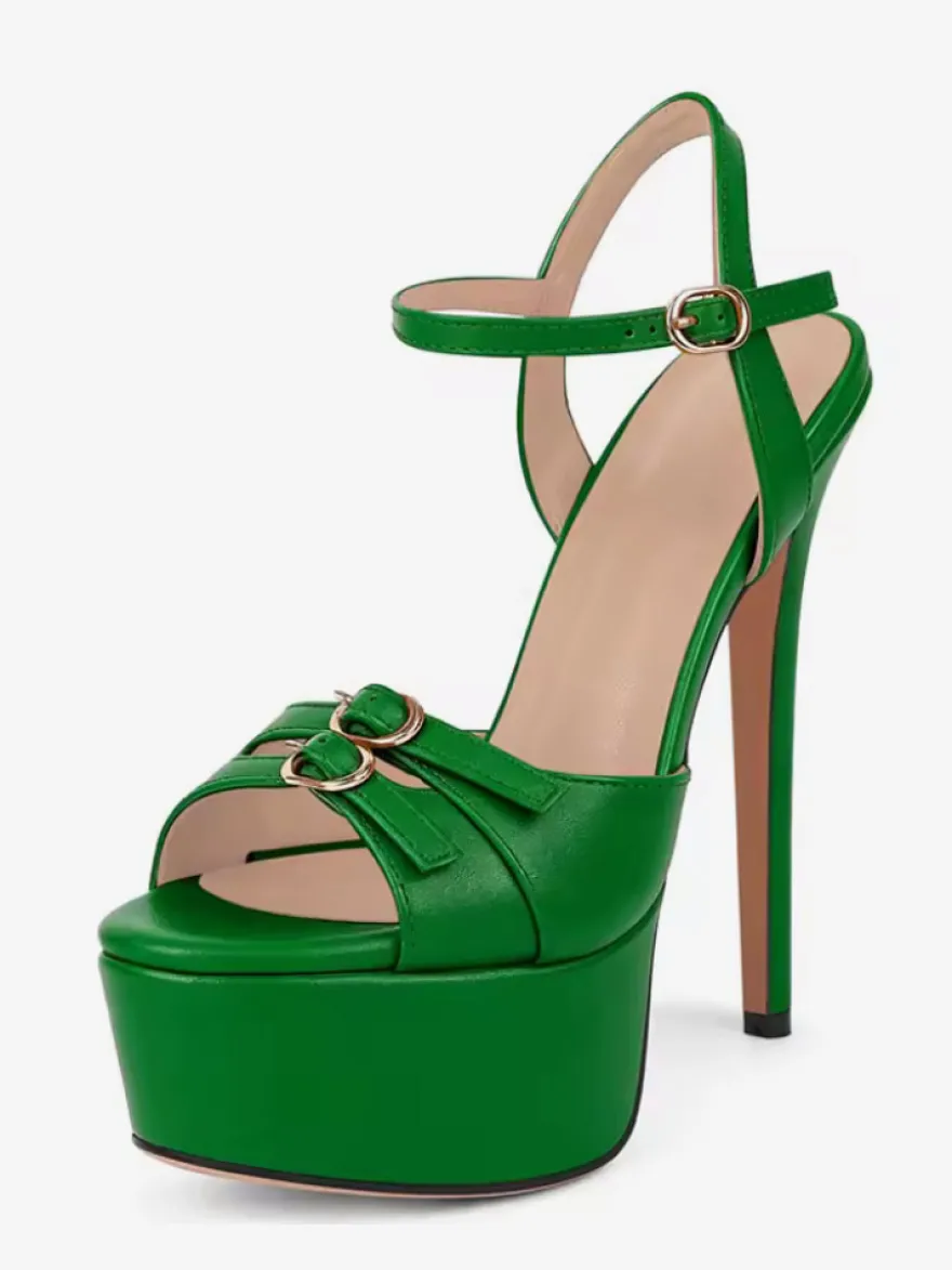 Chaussures de soirée à talons hauts Sadnals plateforme bout ouvert et boucle