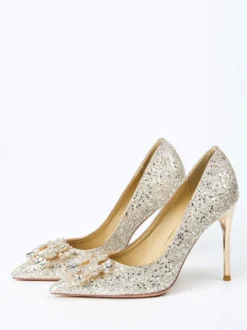 Chaussures de soirée à talons hauts chaussures de bal à bout pointu et strass