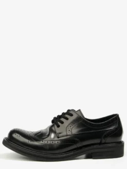 Chaussures de ville pour hommes style brogue bout rond lacets en cuir véritable.