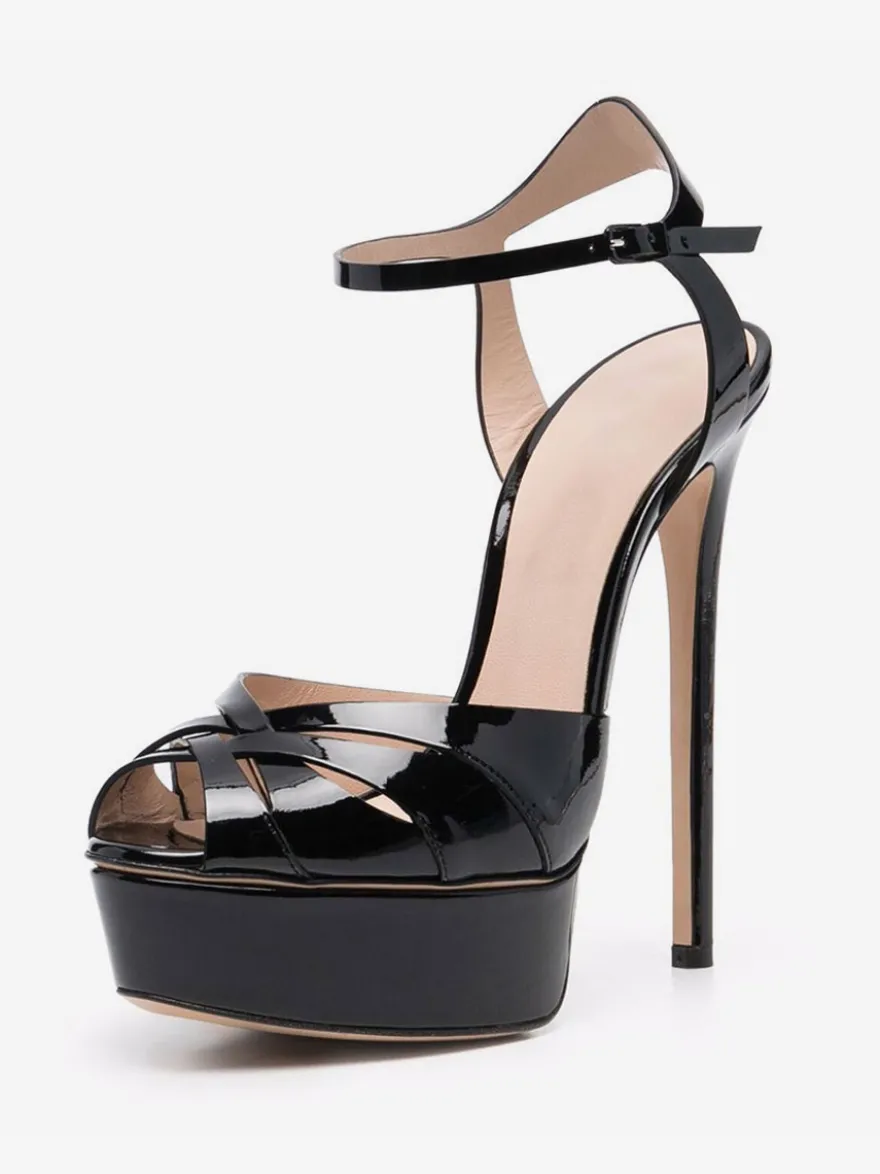 Chaussures femme plateforme talon haut sandales boucle régalable