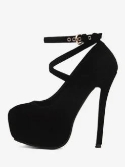 Chaussures femme à talon haut plateforme bout pointu à lacet