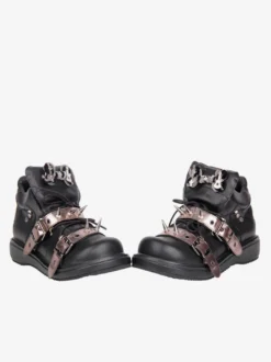 Chaussures Gothic Lolita noires à rivets en cuir PU et talon compensé