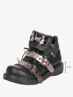 Chaussures Gothic Lolita noires à rivets en cuir PU et talon compensé