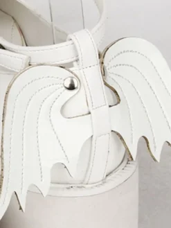 Chaussures Gothique Lolita croisent plate-forme Wedge T-strap Lolita Shoes avec aile mal Déguisements Halloween
