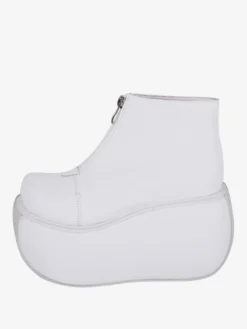 Chaussures gothiques Lolita avec détails en métal blanc chaussures Lolita à talons compensés en cuir PU métallisé