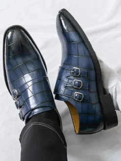 Chaussures habillées blanches pour hommes bout rond détail boucle style décontracté