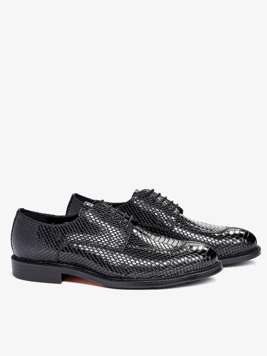 Chaussures habillées derbies pour hommes en cuir véritable gaufré python chaussures d'affaires formelles