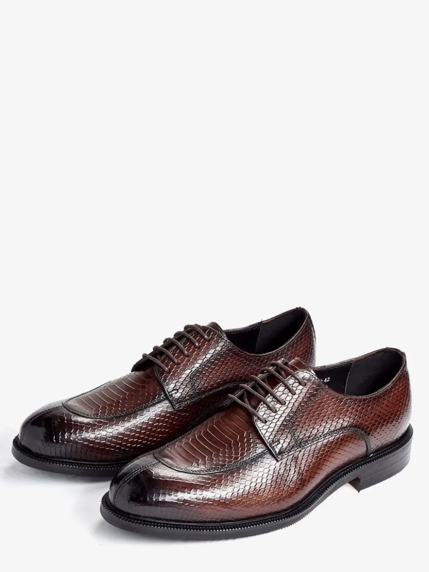 Chaussures habillées derbies pour hommes en cuir véritable gaufré python chaussures d'affaires formelles