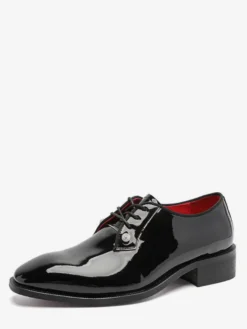 Chaussures habillées noires à bout rond et lacets chaussures de soirée
