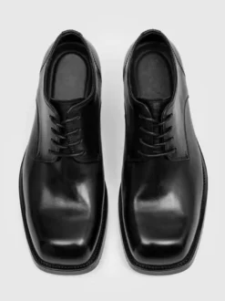Chaussures habillées noires à bout carré et lacets chaussures de soirée