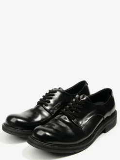 Chaussures habillées noires pour hommes bout rond lacets style soirée