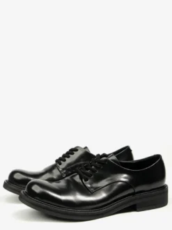 Chaussures habillées noires pour hommes bout rond lacets style soirée