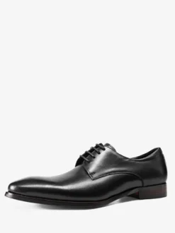 Chaussures habillées noires pour hommes bout rond à lacets