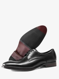 Chaussures habillées noires pour hommes bout rond à lacets
