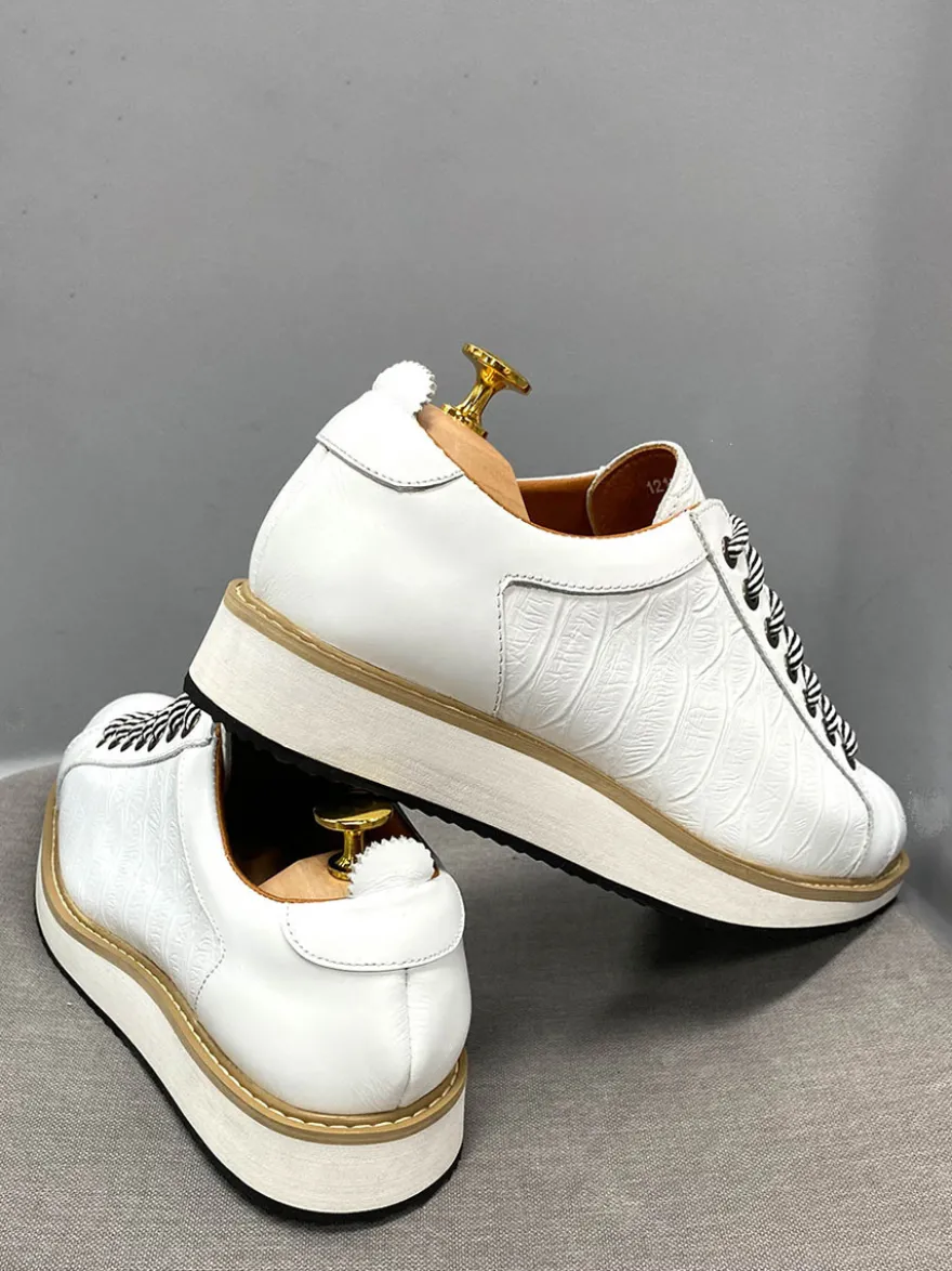 Chaussures habillées pour hommes motif crocodile à lacets faites à la main en cuir véritable
