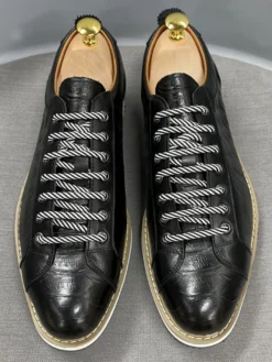 Chaussures habillées pour hommes motif crocodile à lacets faites à la main en cuir véritable