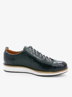 Chaussures habillées pour hommes motif crocodile à lacets faites à la main en cuir véritable