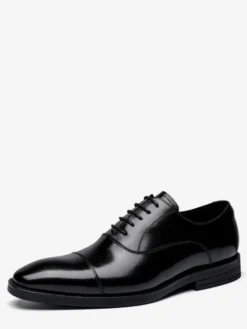 Chaussures habillées pour hommes en cuir à bout pointu à lacets et à talons bas derbies