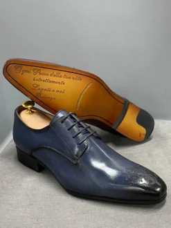 Chaussures habillées pour hommes modernes à bout rond en cuir de vache
