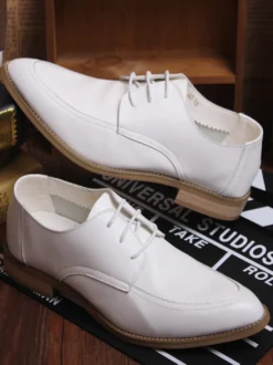 Chaussures habillées pour hommes Chaussures Derby à bout pointu en cuir à lacets ouverts de qualité pour hommes