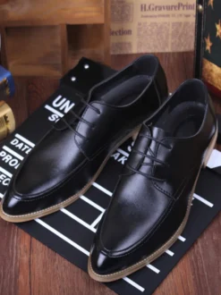 Chaussures habillées pour hommes Chaussures Derby à bout pointu en cuir à lacets ouverts de qualité pour hommes