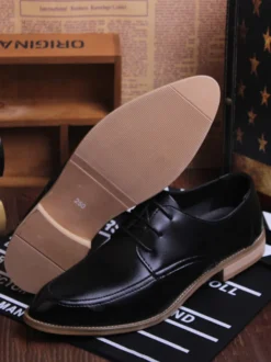 Chaussures habillées pour hommes Chaussures Derby à bout pointu en cuir à lacets ouverts de qualité pour hommes