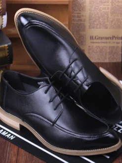 Chaussures habillées pour hommes Chaussures Derby à bout pointu en cuir à lacets ouverts de qualité pour hommes