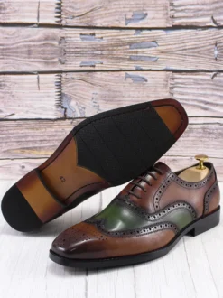 Chaussures habillées pour homme élégantes à bout rond en cuir de vache