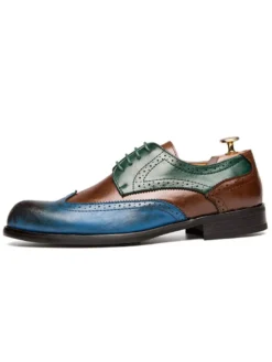 Chaussures habillées pour hommes à bout pointu et talons bas à blocs de couleurs
