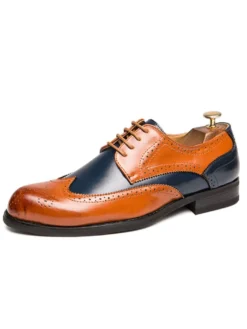Chaussures habillées pour hommes à bout pointu et talons bas à blocs de couleurs